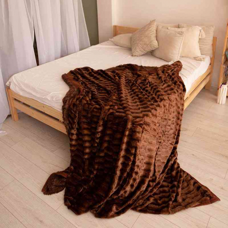 Двостороннє евро-максі покривало-плед "норка" (230*200) - коричневе