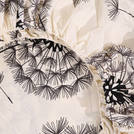 Простынь на резинке (180*200*25) бежевая с цветочным принтом №662615