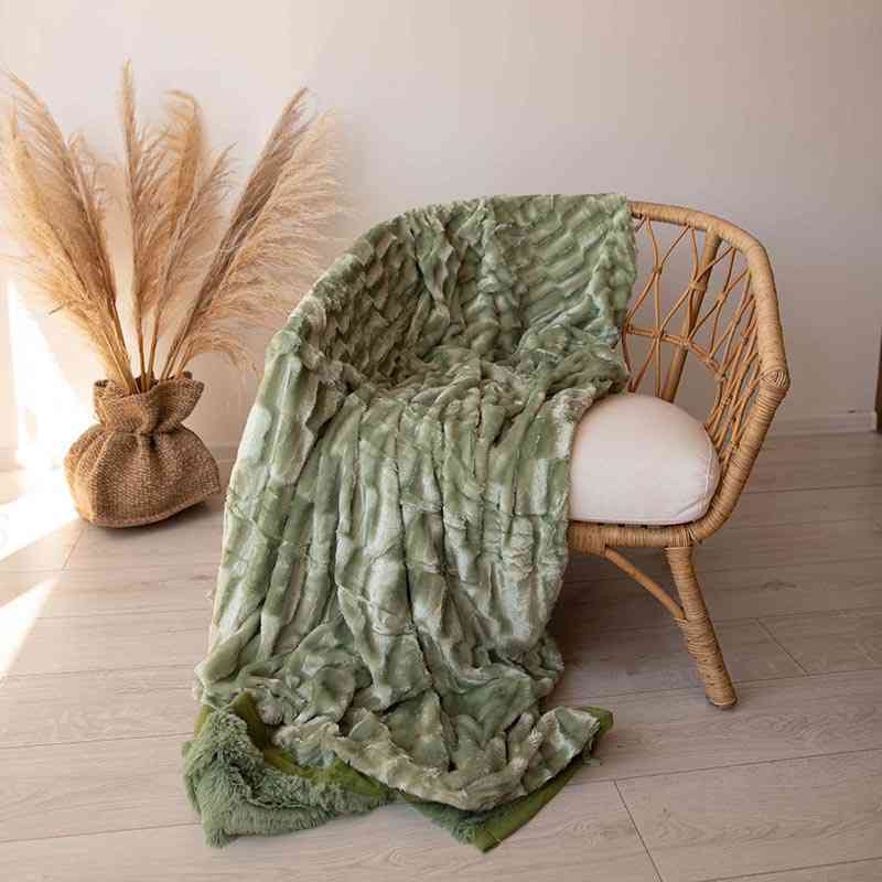 Двостороннє евро-максі покривало-плед "норка" (230*200) - зелене