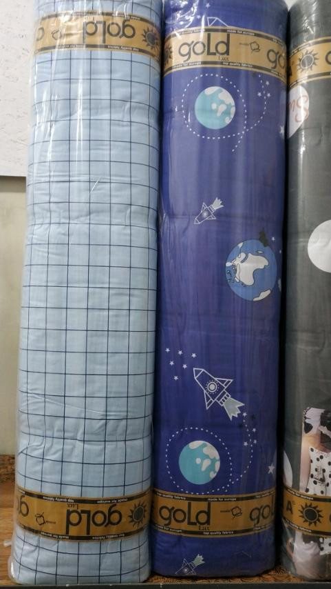 Ткань для постельного белья Бязь "Gold" Lux "Космическое пространство (синий)" GL1572 (A+B) - (50м+50м)