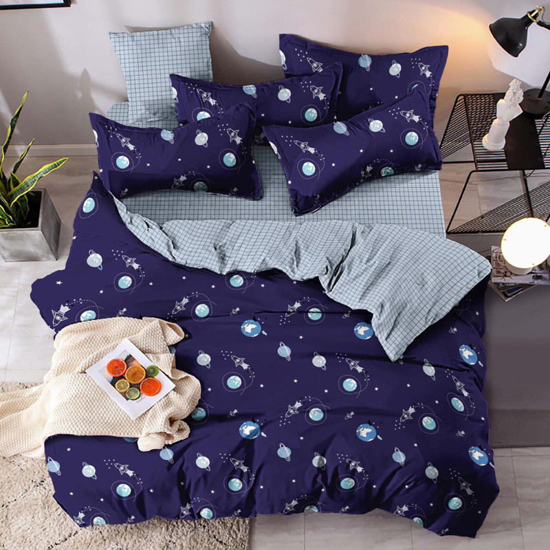 Ткань для постельного белья Бязь "Gold" Lux "Космическое пространство (синий)" GL1572 (A+B) - (50м+50м)