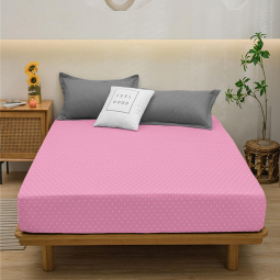 Простирадло на резинці (90*200*25) рожеве в горошок №1011