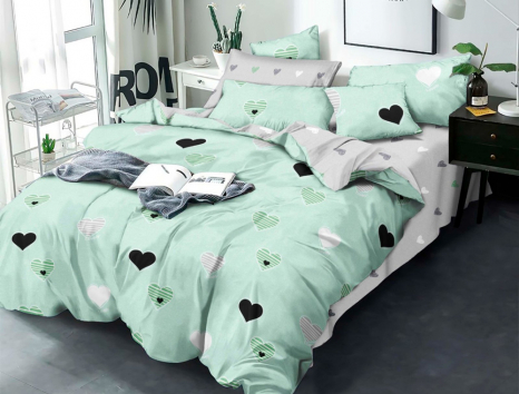 Семейный набор хлопкового постельного белья из Бязи "Gold" с простынью на резинке №14767AB Черешенка™