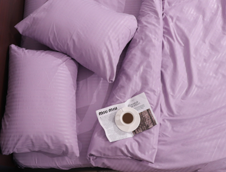 Полуторний набір постільної білизни 150*220 із мікрофібри в смужку №200019 Черешенка™