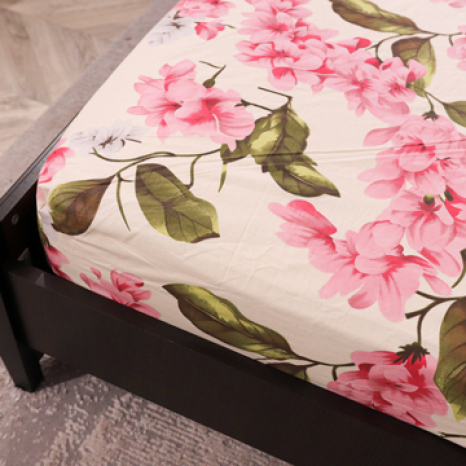 Простирадло на резинці (180*200*25) біла з квітковим принтом №6612091