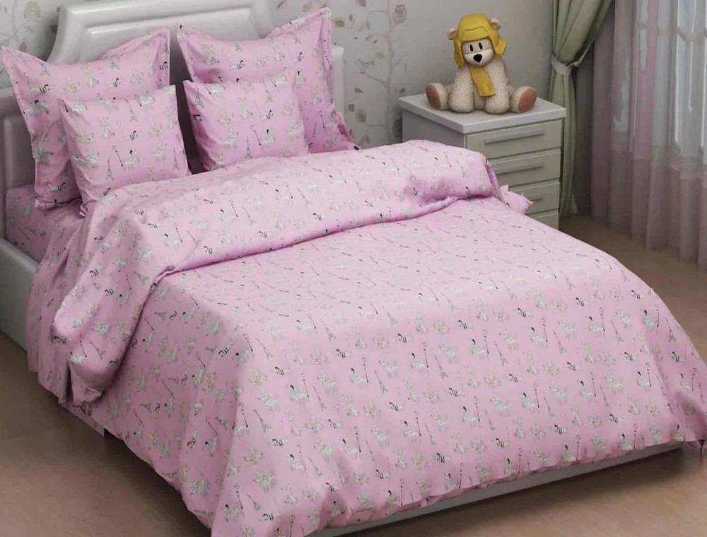 Тканина для постільної білизни Бязь "Gold" Lux дитяча GLB2003pink