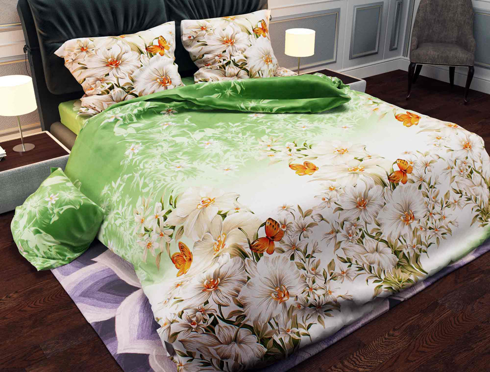 Ткань для постельного белья Бязь "Gold" Lux "Цветочная поляна" GL163