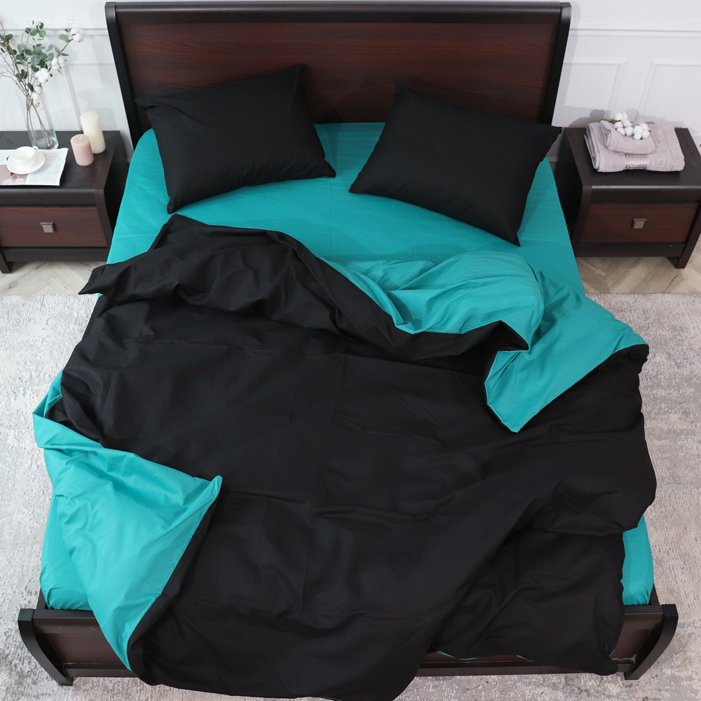 Євро-максі набір однотонної постільної білизни 200*220 із Бязі "Gold" №155518AB Черешенка™