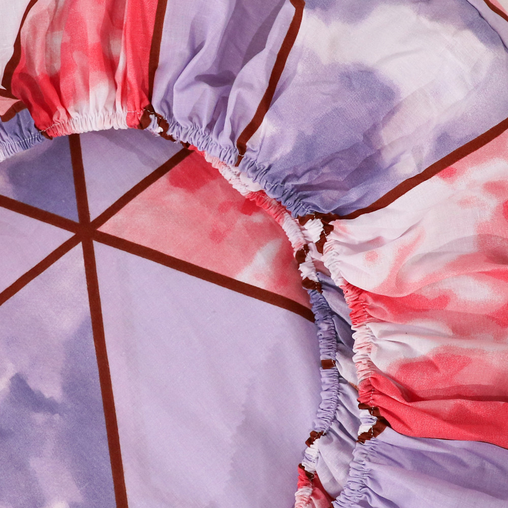 Простирадло на резинці (160*200*25) рожеве з геометричним принтом №667852