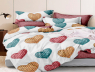 Семейный набор хлопкового постельного белья из Сатина №8014AB Черешенка™