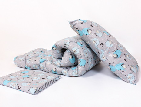 Комплект постільної білизни в ліжечко (з ковдрою та подушкою) №9008