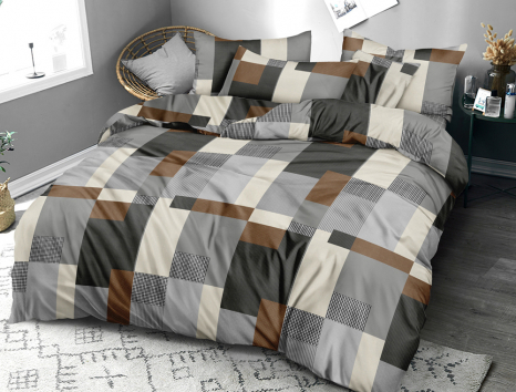 Семейный набор хлопкового постельного белья из Бязи "Gold" с простынью на резинке №144740 Черешенка™