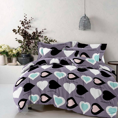 Ткань для постельного белья Бязь "Gold" Lux "Удивительная любовь (лиловый)" GL3880