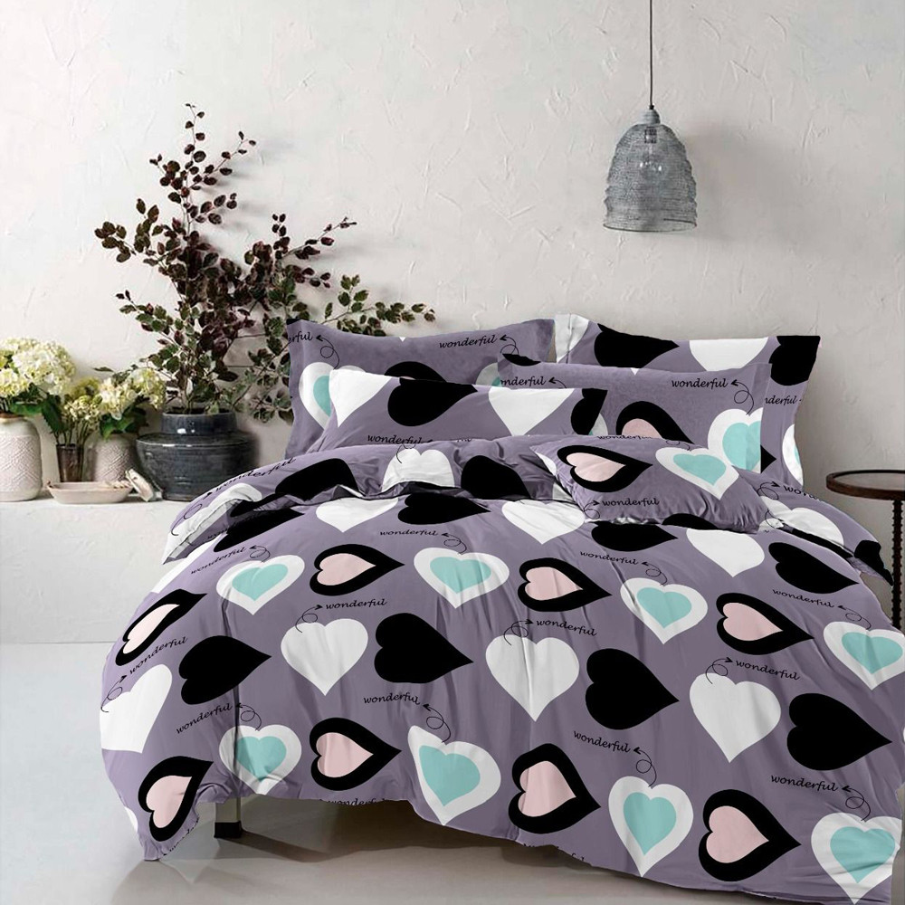 Ткань для постельного белья Бязь "Gold" Lux "Удивительная любовь (лиловый)" GL3880