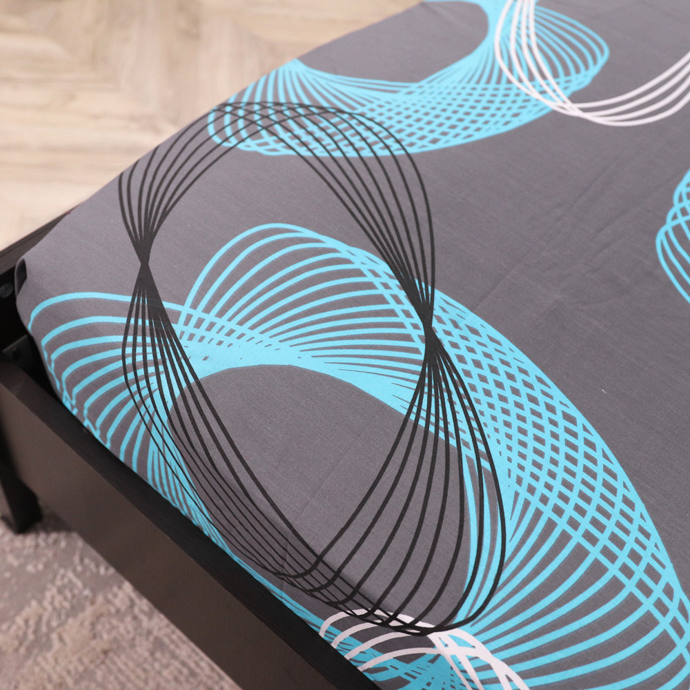 Простирадло на резинці (90*200*25) сіре з абстрактним принтом №668170