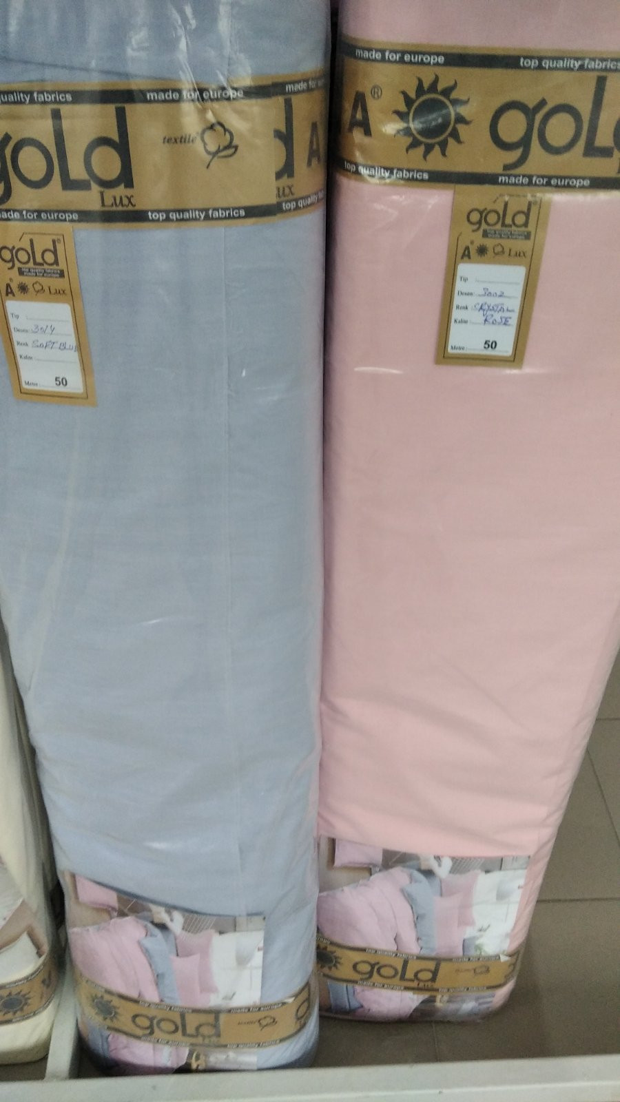 Тканина для постільної білизни Бязь "Gold" Lux однотонна GLpink&gray (A+B) - (50м+50м)