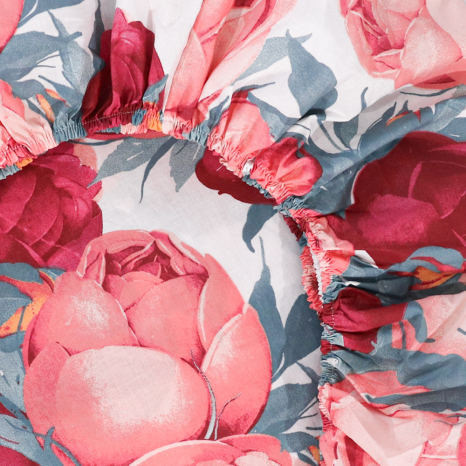 Простынь на резинке (140*200*25) пудровое с цветочным принтом №663119