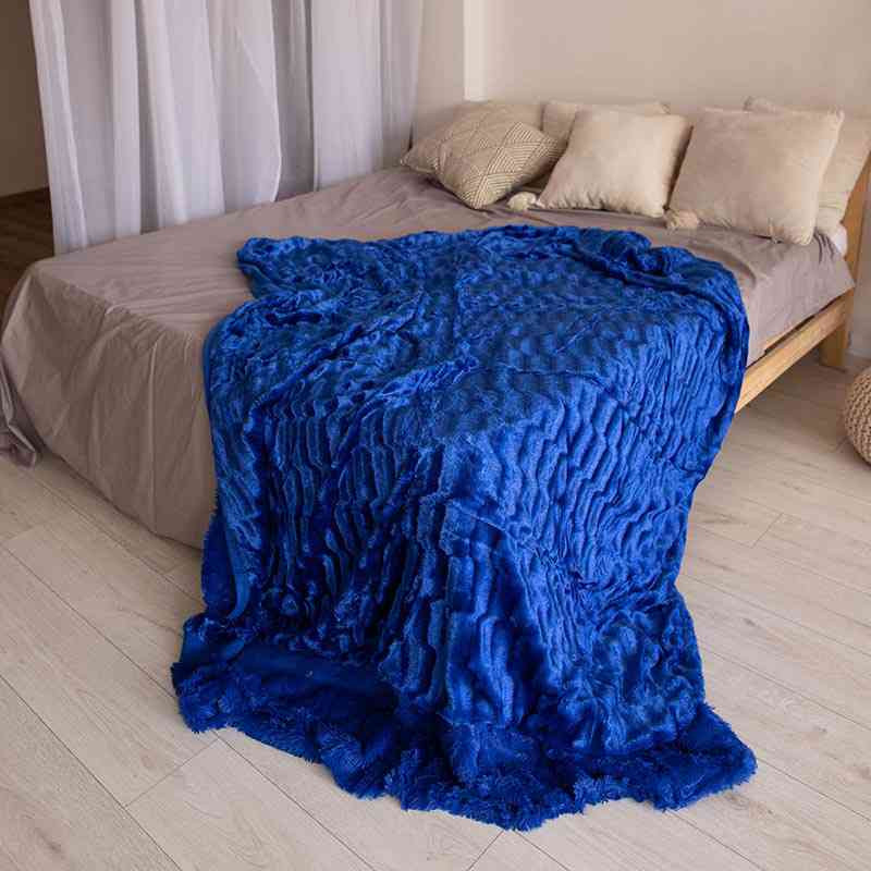 Двостороннє евро-максі покривало-плед "норка" (230*200) - синє