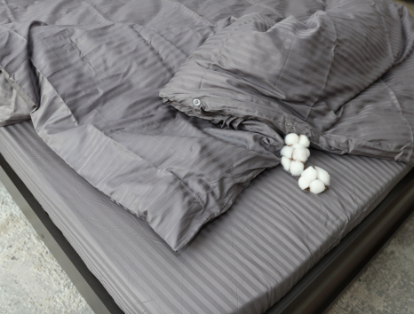 Сімейний набір постільної білизни зі Страйп Сатину №18-5203 Черешенка™