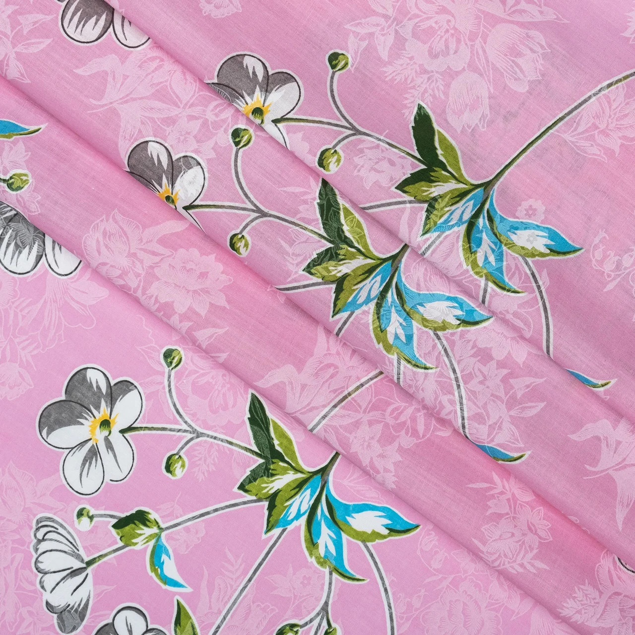 Тканина для постільної білизни Бязь "Gold" "Принт букета квітів" GLL8925pink