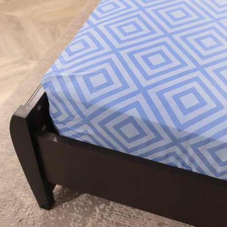 Простирадло на резинці (180*200*25) блакитне з геометричним принтом №661506
