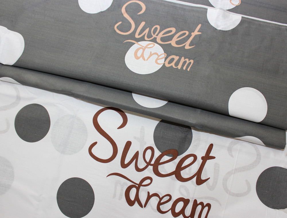 Ткань для постельного белья Бязь "Gold" Lux " Sweet Dream (чорно-белый горошек)" GL1208 (A+B) - (50м+50м)