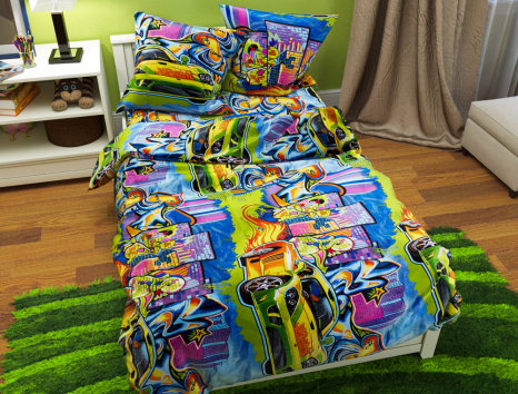 Полуторний набір постільної білизни 150*220 із Бязі "Gold" №164613 Черешенка™