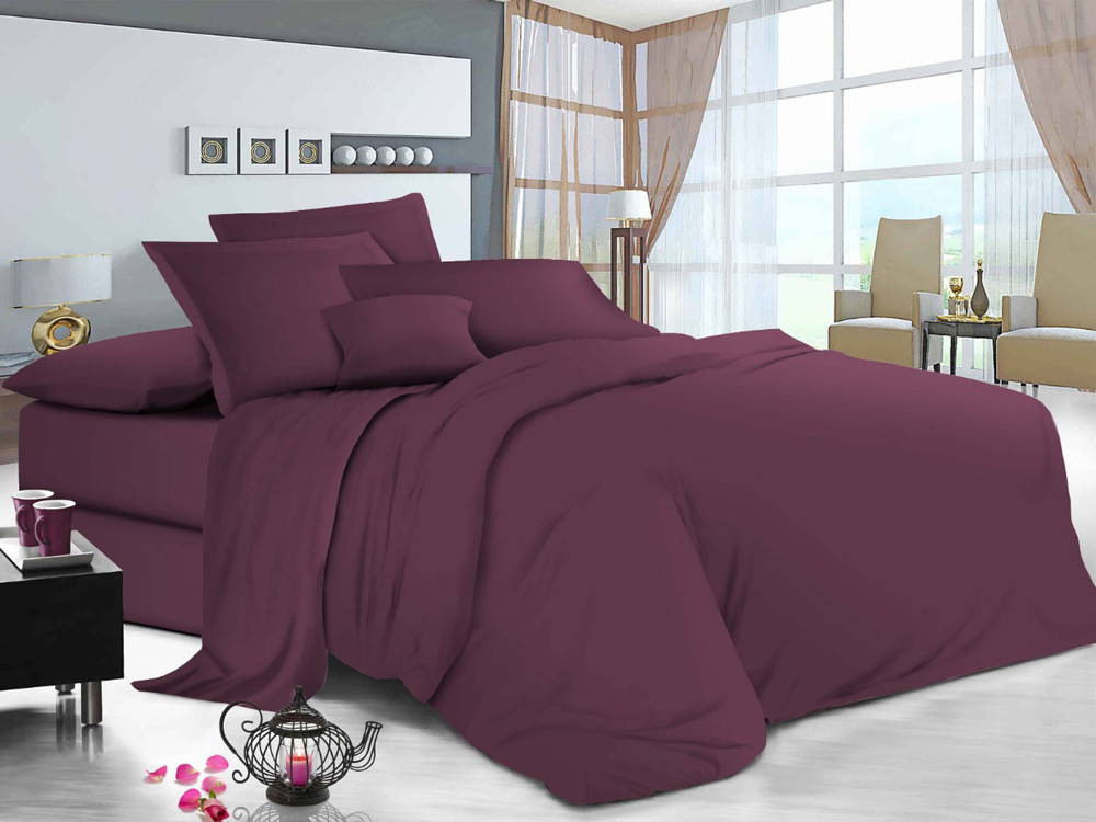 Ткань для постельного белья Бязь "Gold" Lux однотонная GL1030marsala (50м)