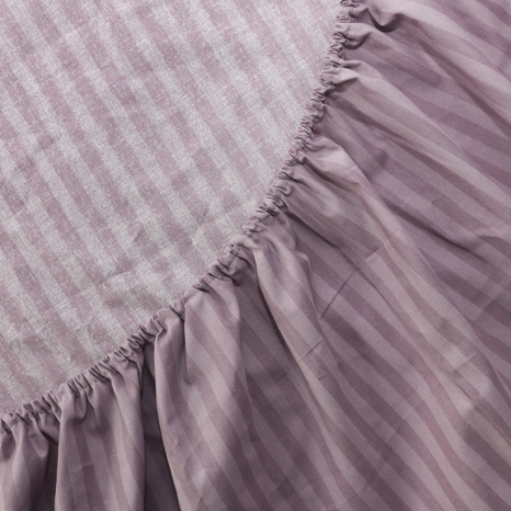 Простынь на резинке (140*200*25) в полоску фиолетово-серая №10038