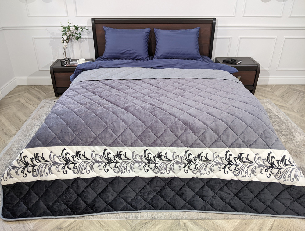 Євро флісове стьобане покривало №55027