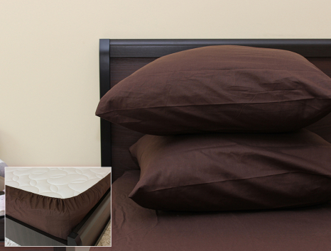 Комплект простирадла на резинці з наволочками (160*200*25) шоколад