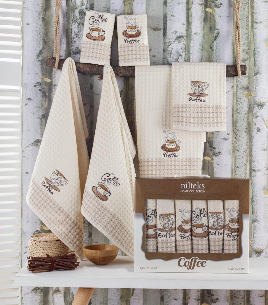 Набір кухонних рушників Nilteks Gualita Koffe 50*70 (6 шт)