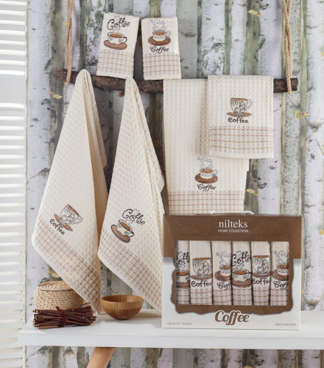 Набір кухонних рушників Nilteks Gualita Koffe 50*70 (6 шт)