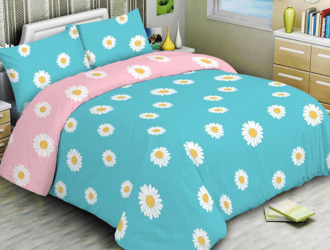 Тканина для постільної білизни Бязь "Gold" Lux "Білі квіти" GL1396 (A+B) - (50м+50м)