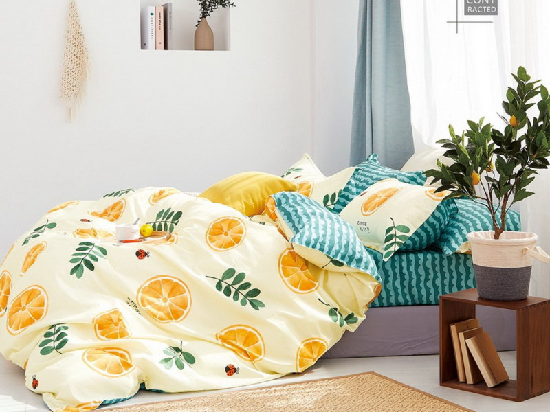 Полуторний набір постільної білизни 150*220 із Бязі "Gold" №15369AB Черешенка™