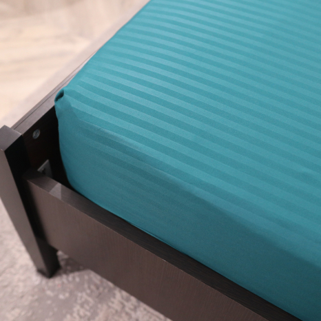 Простыня на резинке (120*200*25) бирюзовая полоска №3409