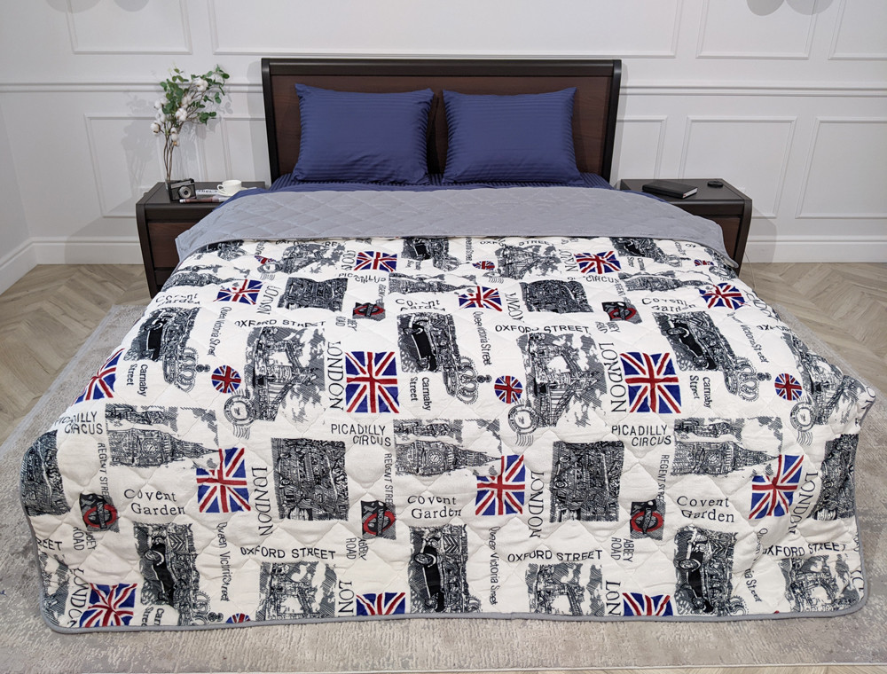 Двоспальне флісове стьобане покривало №55010