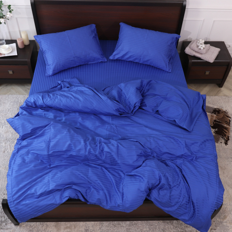 Євро-максі набір постільної білизни 200*220 зі Страйп Сатину №18-3949 Черешенка™