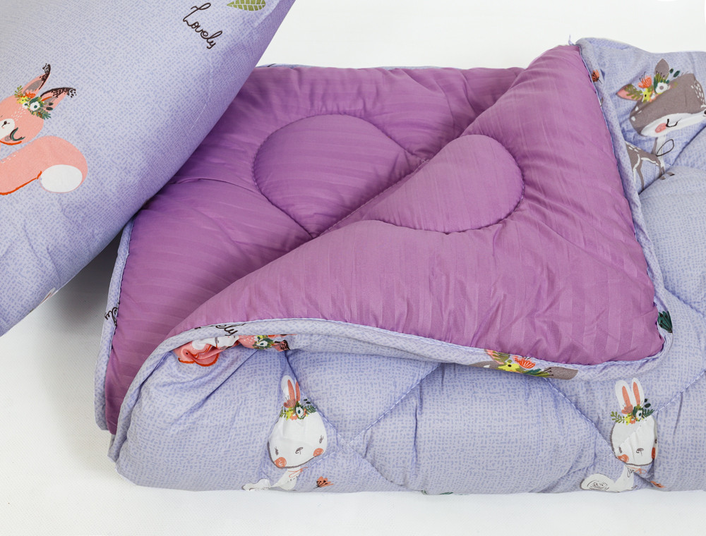 Комплект дитяча ковдра 105x135 + подушка 50x50 (мікрофібра/холлофайбер) №2113