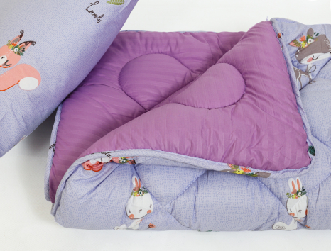 Комплект дитяча ковдра 105x135 + подушка 50x50 (мікрофібра/холлофайбер) №2113