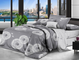 Тканина для постільної білизни Бязь "Gold" Lux GL1033 (A+B) "Білі кульбаби" - (50м+50м)