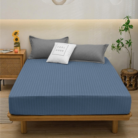 Простирадло на резинці (120*200*25) синя смужка №3918