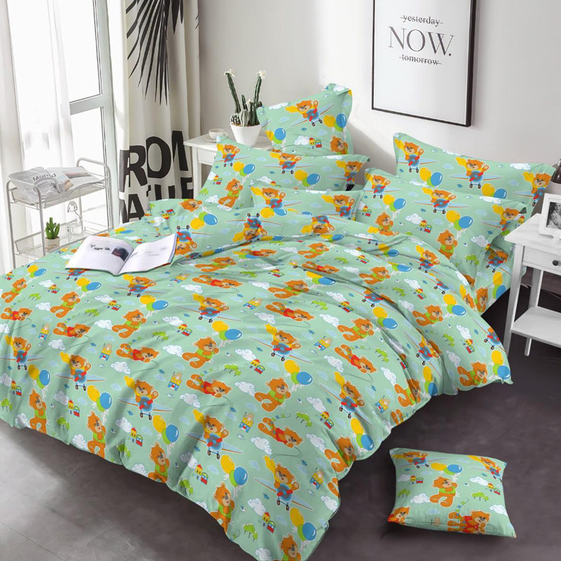 Тканина для постільної білизни Бязь "Gold" Lux дитяча GLB317green