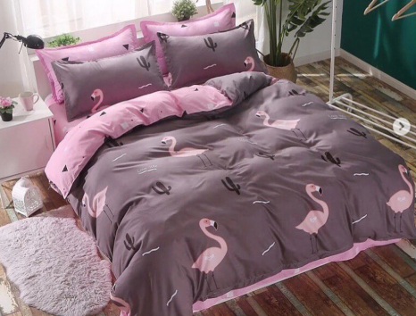 Тканина для постільної білизни Бязь "Gold" Lux "Рожевий фламінго" GL1292 (A+B) - (50м+50м)