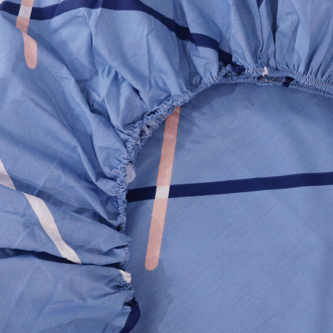 Простынь на резинке (90*200*25) голубое с геометрическим принтом №661747