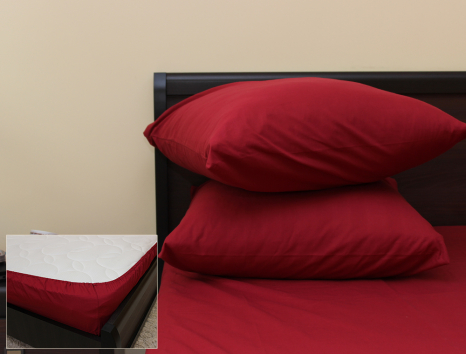 Комплект простыни на резинке с наволочками (180*200*25) бордо