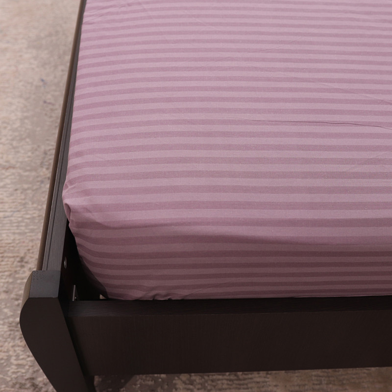 Простынь на резинке (140*200*25) в полоску фиолетово-серая №10038