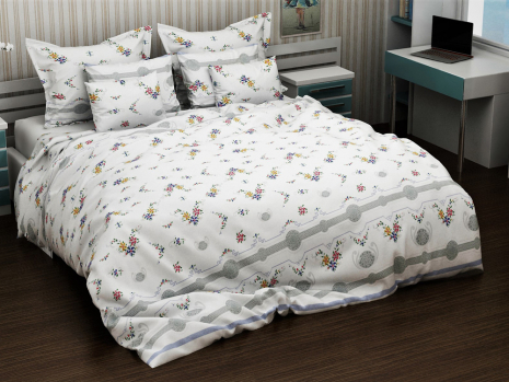 Тканина для постільної білизни Бязь "Gold" "Квіткова стежка (синя)" GLL2829blue