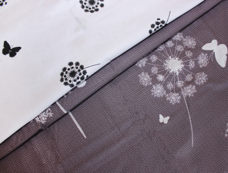 Тканина для постільної білизни Бязь "Gold" Lux "Кульбаби (сірий)" GL1025 (A+B) - (50м+50м)