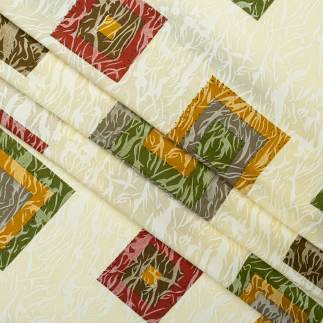 Тканина для постільної білизни Бязь "Gold" "Площа вітряного Бризу" GLL8928green-red